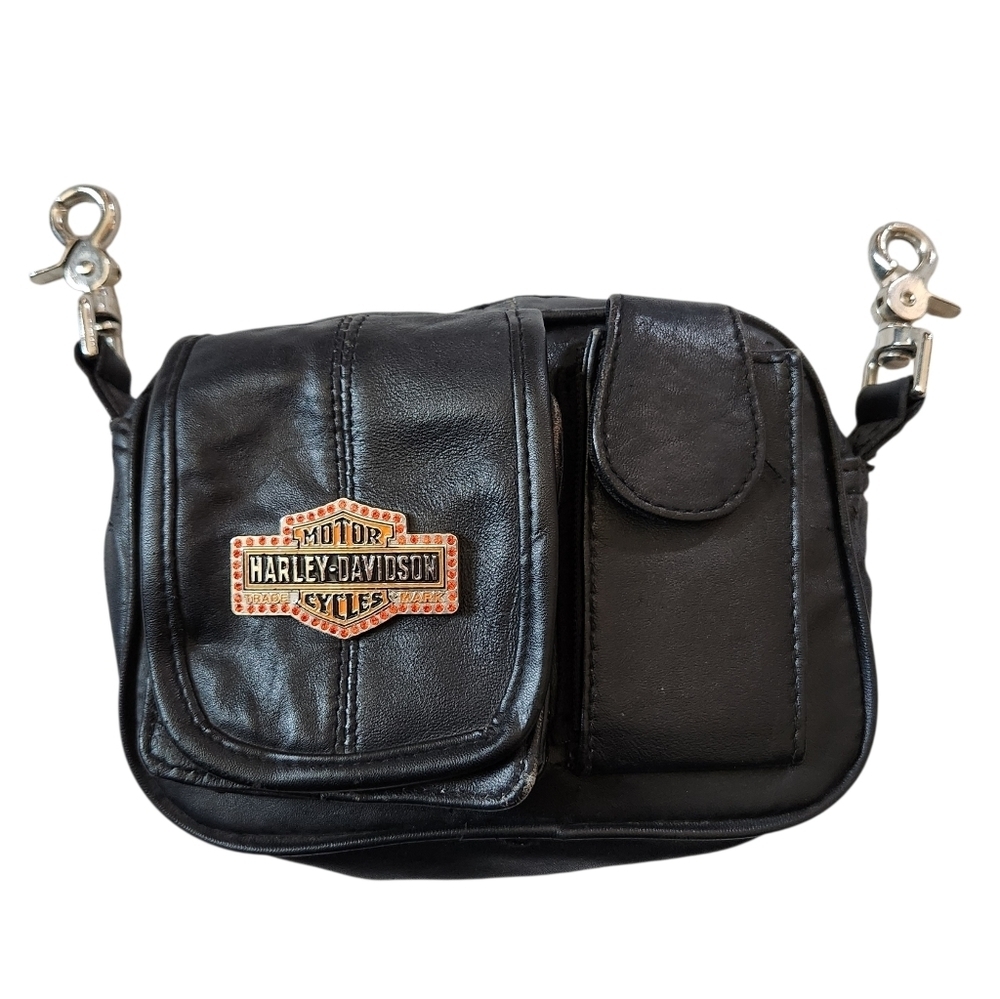 Vintage Y2K Harley Davidson Leather Biker Clip Hip Purse